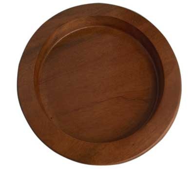 Assiette pain bois acajou foncé.