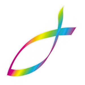 Autocollant : Ichtus arc en ciel