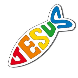 Autocollant : Ichtus Jésus 8 cm