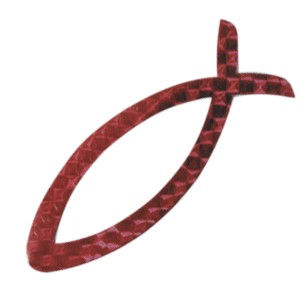 Autocollant : Ichtus magnétique rouge