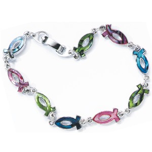 Bracelet poissons en nacre colorée