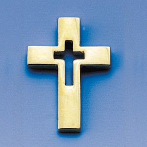 Pins Croix évidée dorée 1.5x2 cm