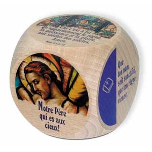 Dé en bois,  Notre Père 6 cm