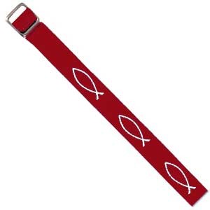 Bracelet tissé Ichtus rouge