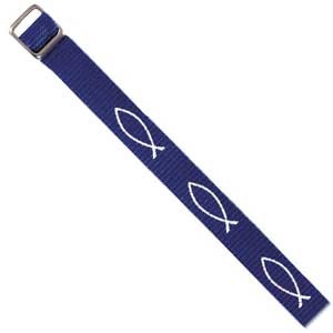Bracelet tissé Ichtus bleu