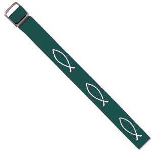 Bracelet tissé Ichtus vert