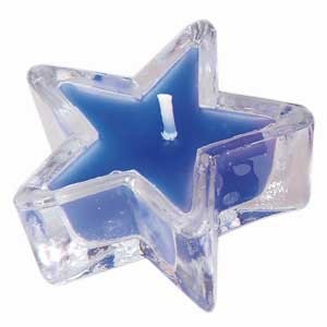 Bougeoir en verre en étoile bleu