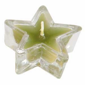 Bougeoir en verre en étoile vert