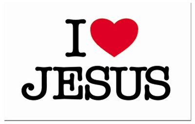 Autocollant: I (coeur) JESUS 9x6cm