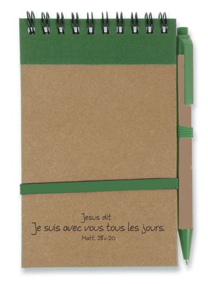Bloc note : vert/brun Je suis avec vous...( recyclable).