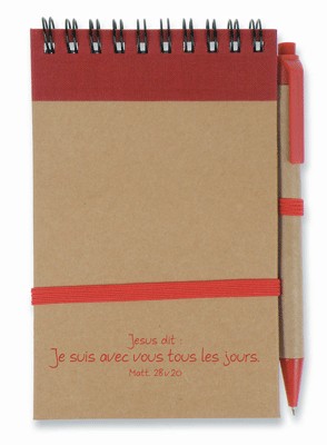 Bloc note:  rouge/brun Je suis avec vous...( recyclable).
