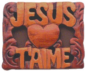 Magnet « JESUS T 'AIME »  en bois