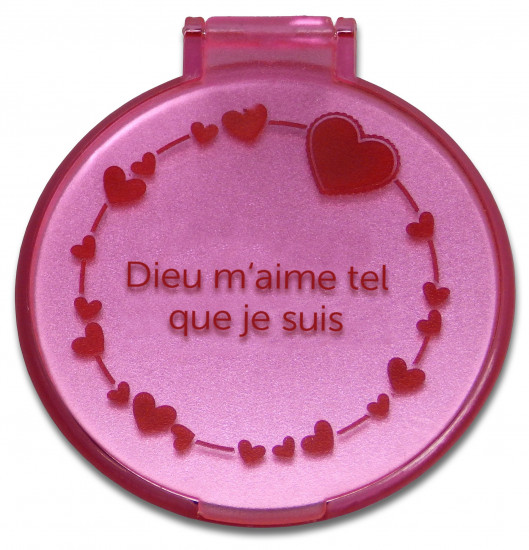 Miroir de poche coeur rose
