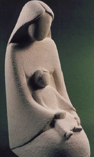 Statue Vierge à l'Enfant. Hauteur: 15 cm.
