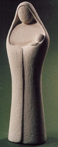 Statue Vierge à l'Enfant. Hauteur: 18,5 cm.