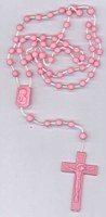 Chapelets plastiques roses. Lot de 5