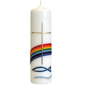 Bougie Arc en ciel et Croix