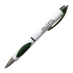 Stylo à bille vert Dieu t'aime... Ecriture noire