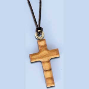 Collier croix en bois d'olivier 3.5cm