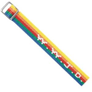Bracelet tissé W.W.J.D. arc en ciel
