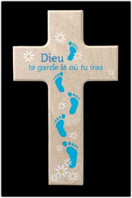 Croix en bois peint, Dieu te garde.....