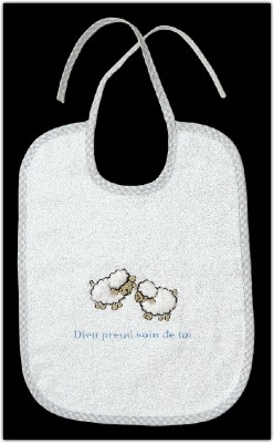 Bavoir en éponge beige moutons