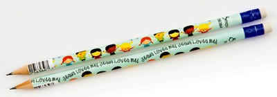 Crayon de papier avec sa gomme « Jesus loves me »