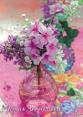 Carte avec message Bouquet dans vase (JA)