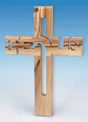 Croix JESUS en bois d'olivier