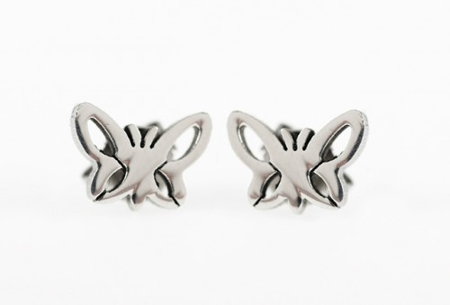 Boucles d'oreilles en papillons, acier inoxydable, 1cm