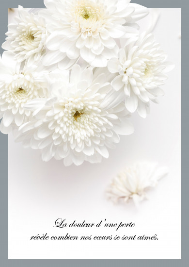 Carte avec message Bouquet de fleurs blanches