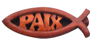 Poisson : PAIX en bois