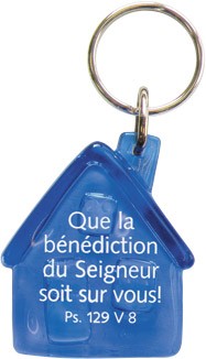 Porte-clés maison bleue Que la bénédiction...
