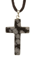 Pendentif croix pierre d'obsidienne