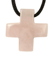 Pendentif croix en quartz rose