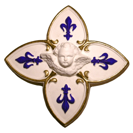Croix fleur de lys polychrome bleu et or