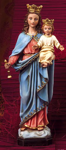 Statue Marie Auxiliatrice. En résine, peinte à la main. Hauteur 20 cm.