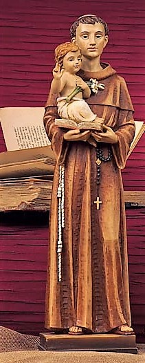 Statue Saint Antoinede Padoue. En résine. Peint à la main.  Hauteur: 20 cm.